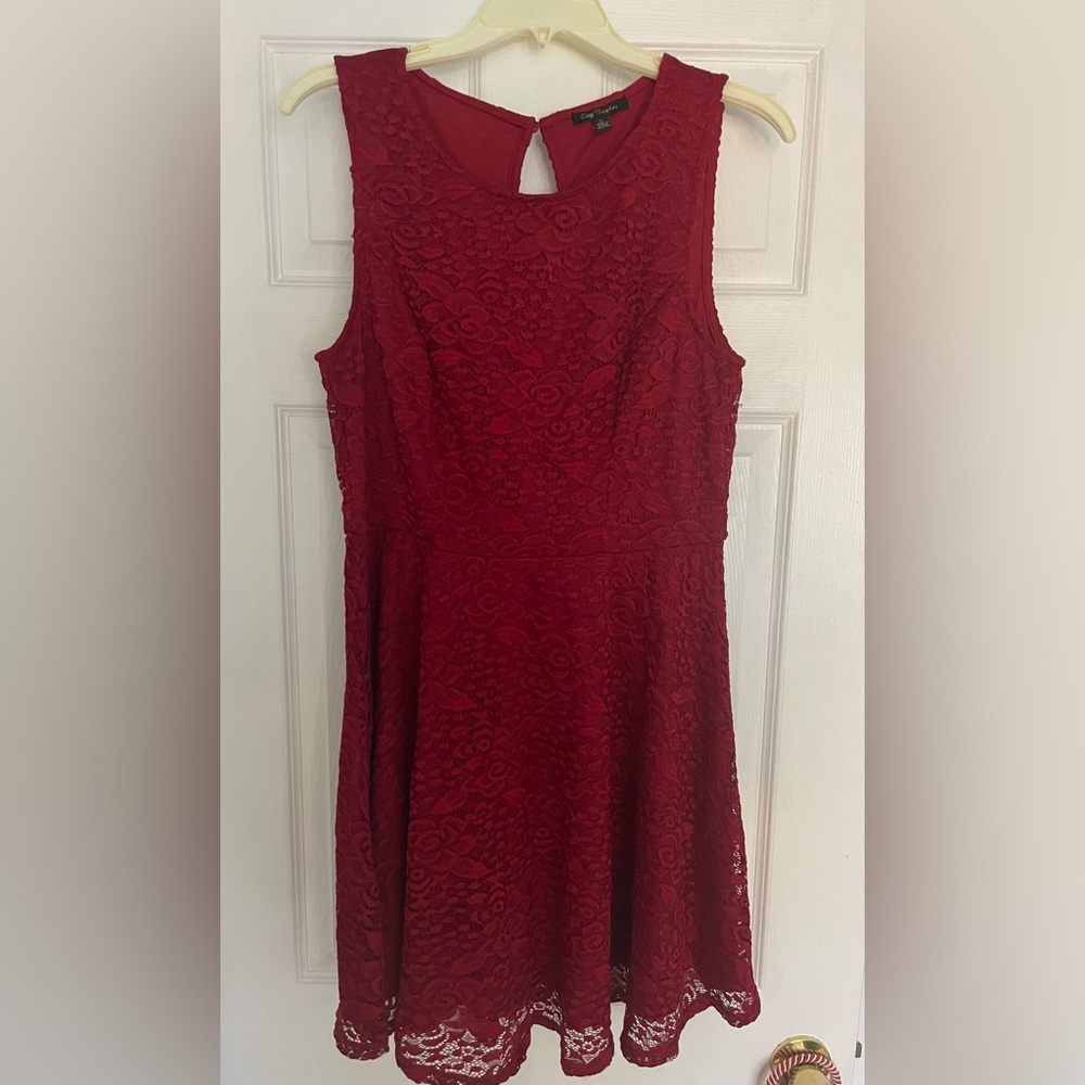 City Triangles Vibrant Red Lace Dress